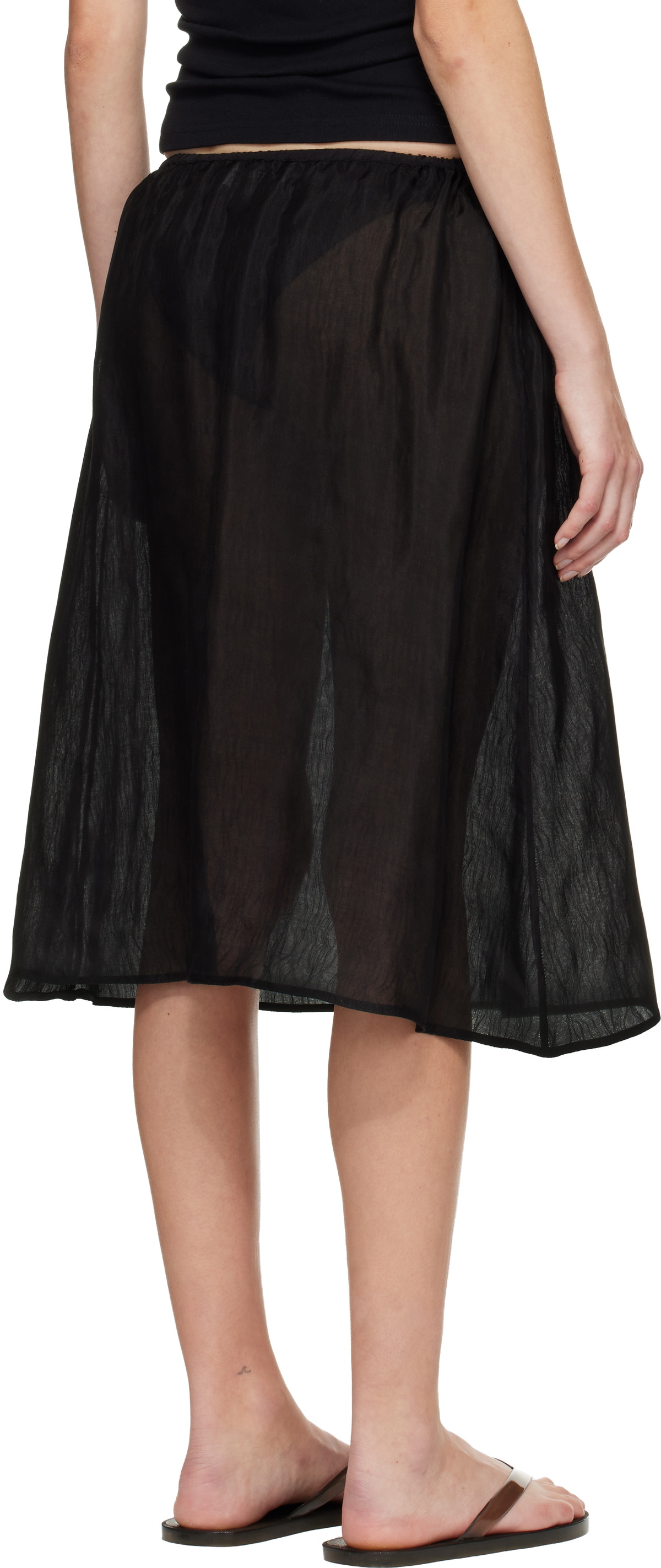 Matteau Black Sheer Midi Skirt