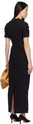 J.Kim Black Smocked Flower Midi Dress