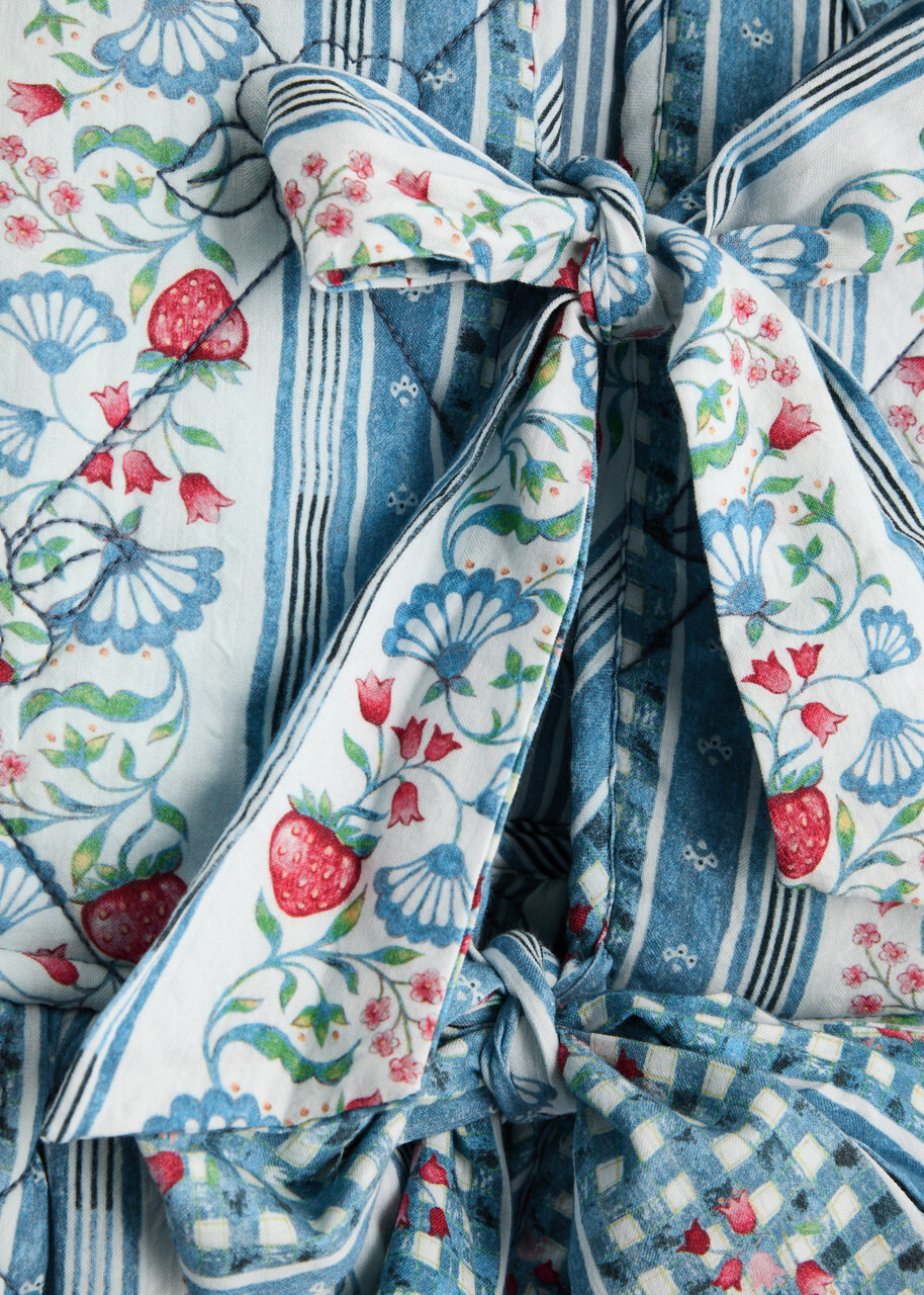 Damson Madder Catrin Reversible Floral-print Cotton Gilet Blue