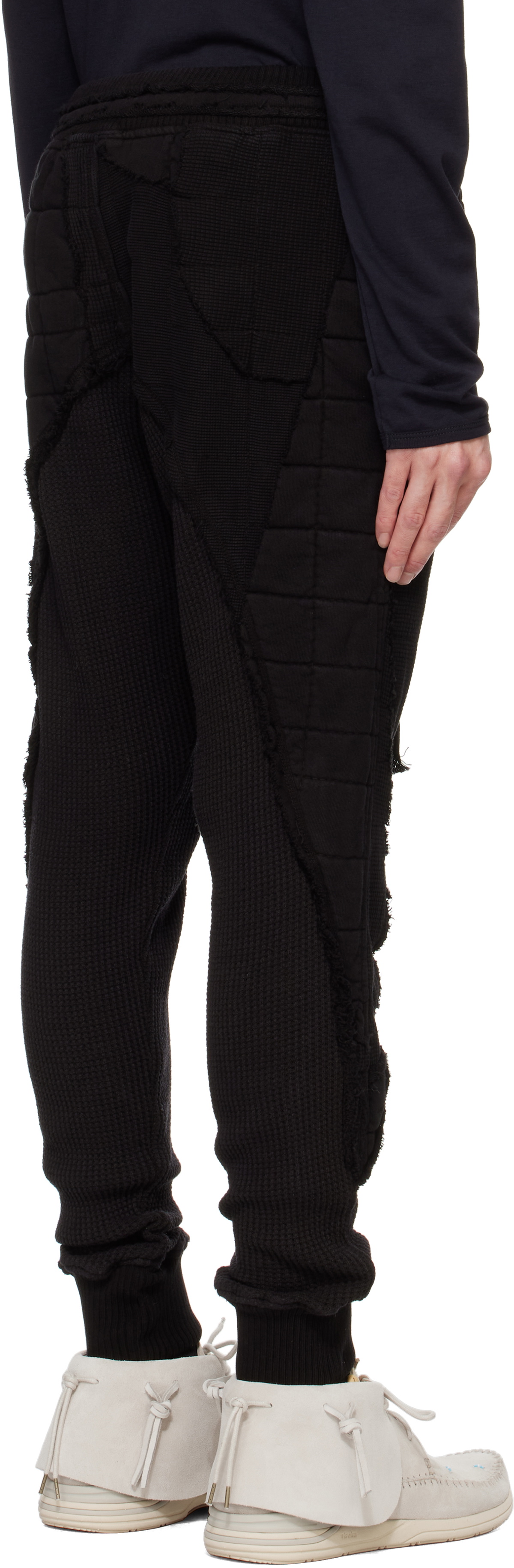 Greg Lauren Black Stitchwork 50/50 Sweatpants