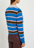 Guest In Residence Cropped Stripe Rugby Cashmere Polo Shirt Blue