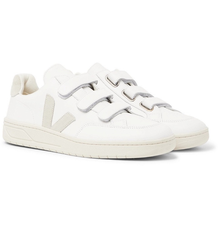 Photo: Veja - V-Lock Suede-Trimmed Leather Sneakers - White