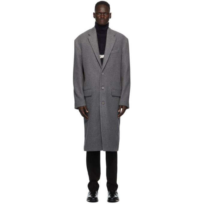 Photo: Balenciaga Grey Wool Boxy Coat