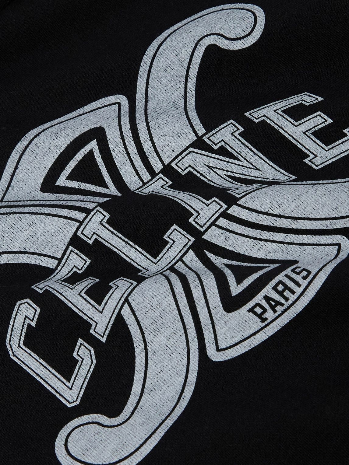 CELINE - Logo-Print Cotton-Jersey Hoodie - Black