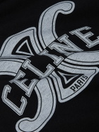CELINE - Logo-Print Cotton-Jersey Hoodie - Black