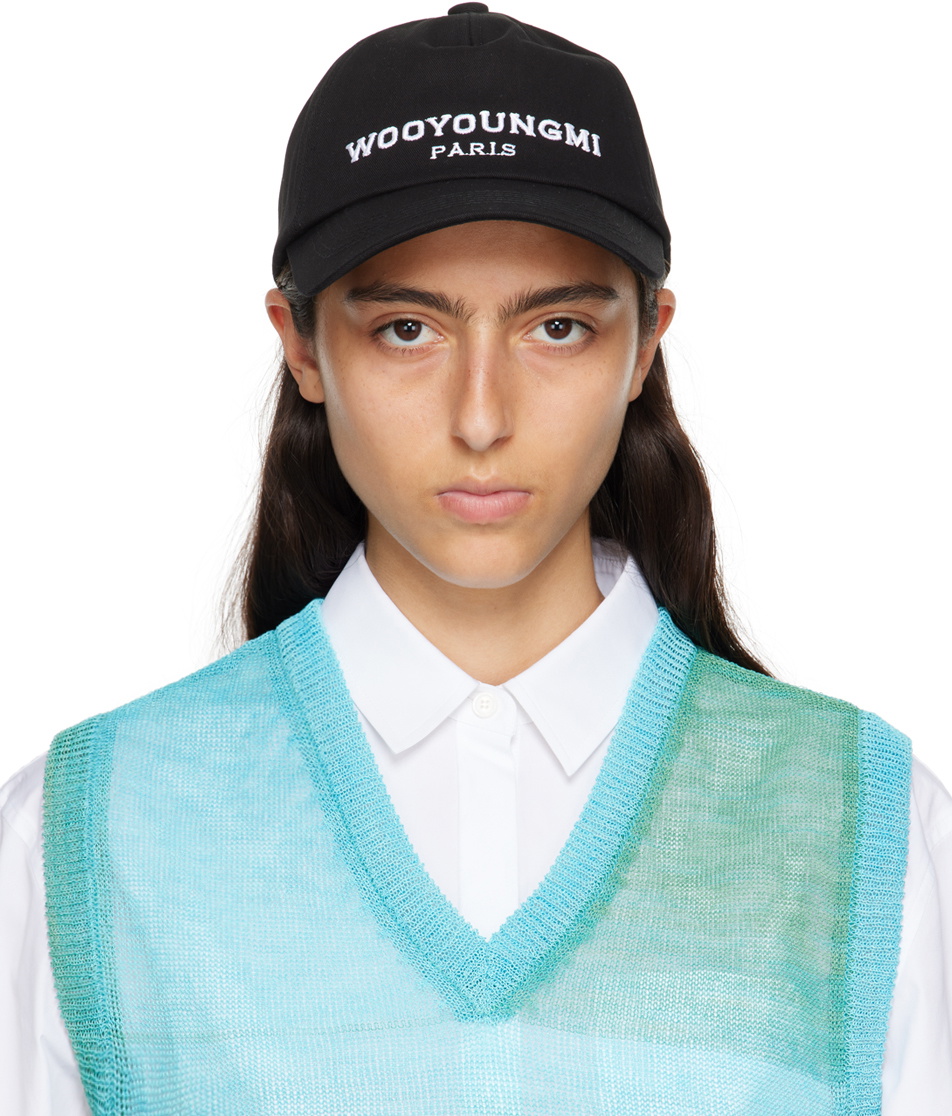 WOOYOUNGMI Black Embroidered Ball Cap Wooyoungmi