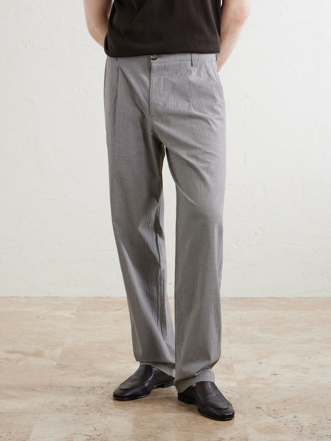 Oliver Spencer - Morton Straight-Leg Pleated Checked Cotton-Blend Suit Trousers - Gray