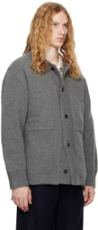DOCUMENT Gray Heavy Weight Wool Double Pocket Cardigan
