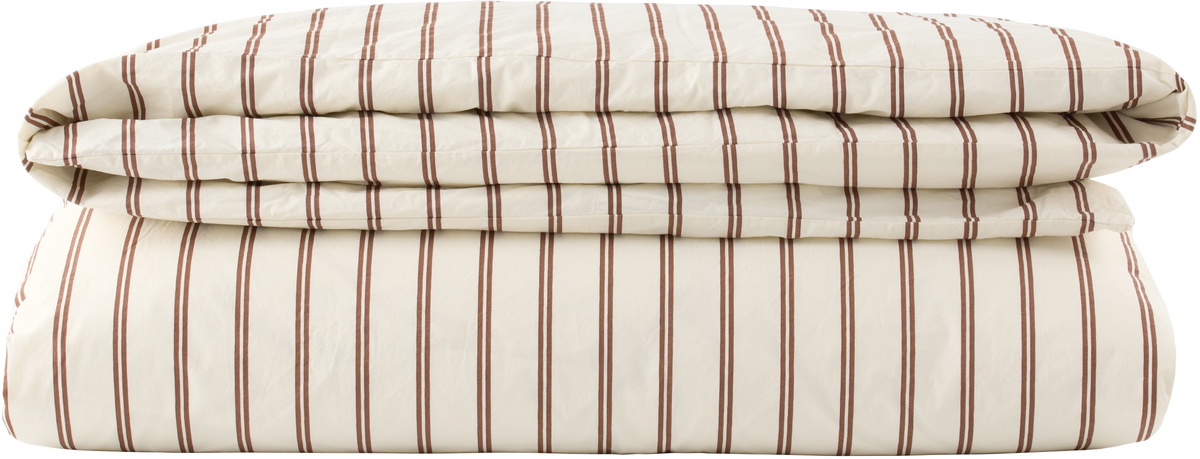 Tekla White & Brown Percale Duvet Cover, Queen