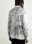 Casablanca - Tattoo Convertible-Collar Printed Silk-Satin Shirt - White
