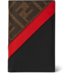 Fendi - Logo-Jacquard Coated-Canvas and Leather Bifold Cardholder - Brown