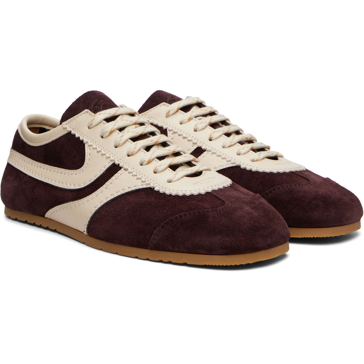 Dries Van Noten Burgundy Suede Sneakers