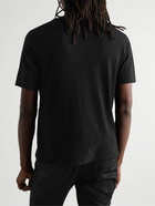 SAINT LAURENT - Distressed Cotton and Linen-Blend Jersey T-Shirt - Black