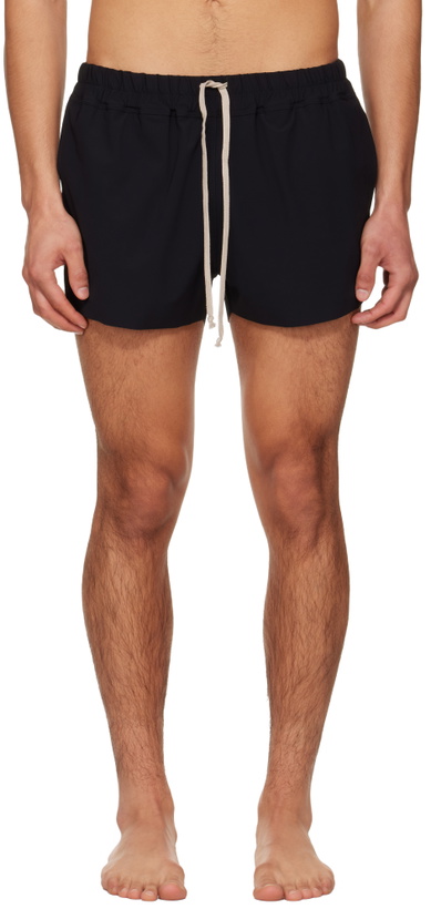 Photo: Rick Owens Black Temple Boxer Swim Shorts