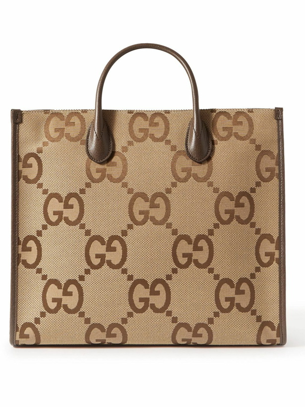 Photo: GUCCI - Leather-Trimmed Monogrammed Coated-Canvas Tote Bag