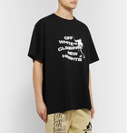 Off-White - Oversized Printed Cotton-Jersey T-Shirt - Black