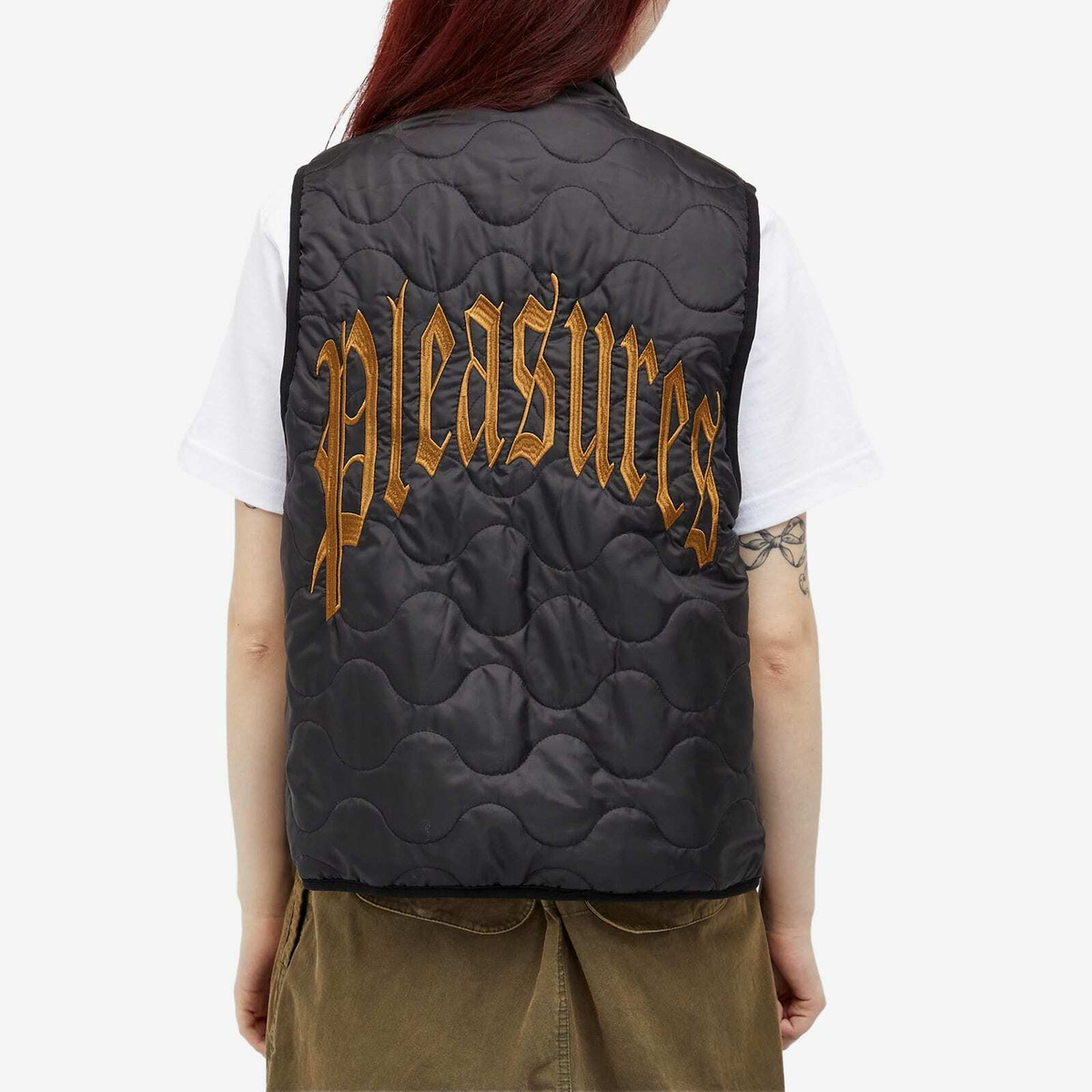 Pleasures Women's Felis Reversible Vest in Gold