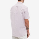 Beams Plus Men's Short Sleeve Oxford Shirt in Wine Candy Stripe