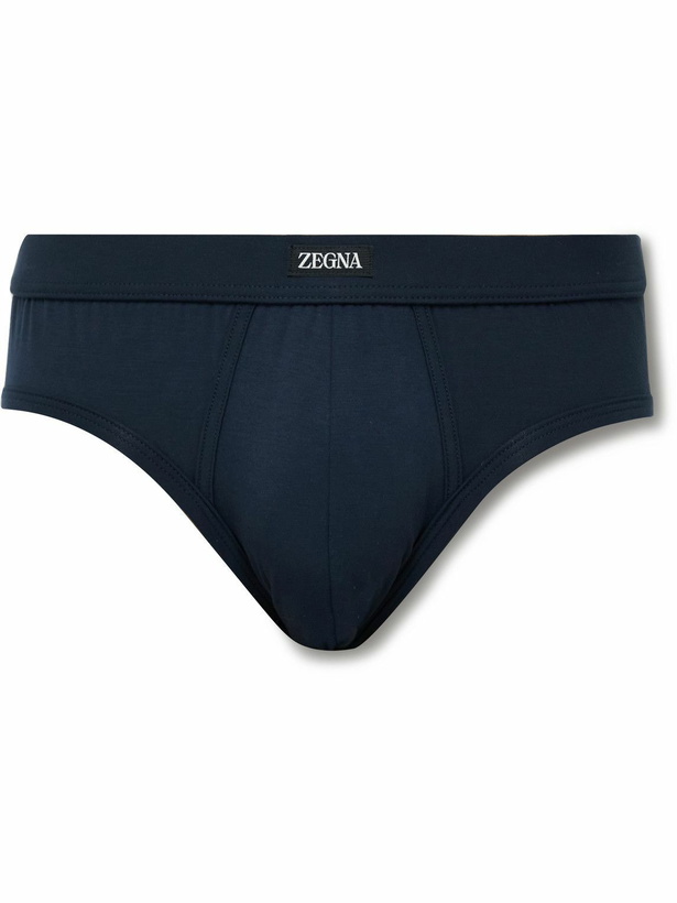 Photo: Zegna - Stretch-Cotton Briefs - Blue