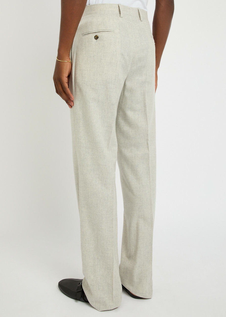 Lardini Wool and Cashmere-blend Trousers Cream