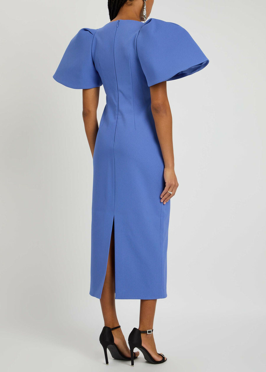 Solace London Lora Crepe Midi Dress Blue