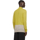 Rick Owens Yellow and Beige Mohair Colorblock Turtleneck