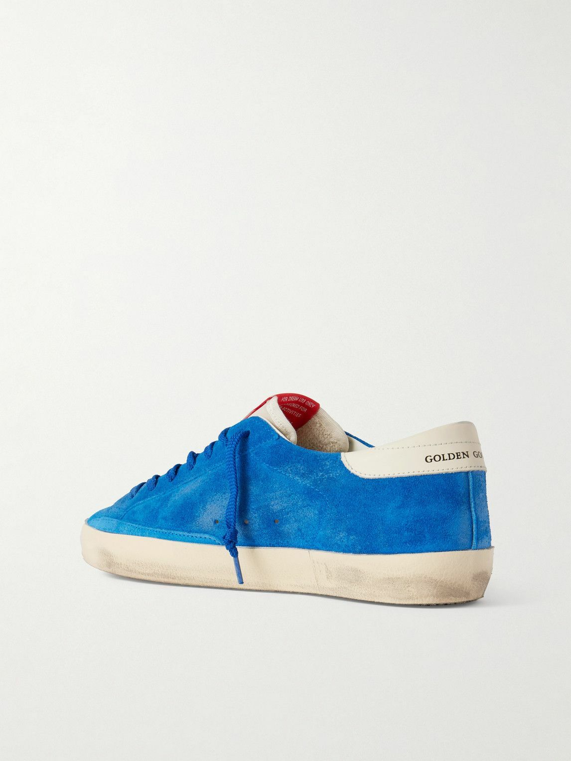 Golden Goose - Super-Star Distressed Leather-Trimmed Suede Sneakers - Blue