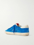Golden Goose - Super-Star Distressed Leather-Trimmed Suede Sneakers - Blue