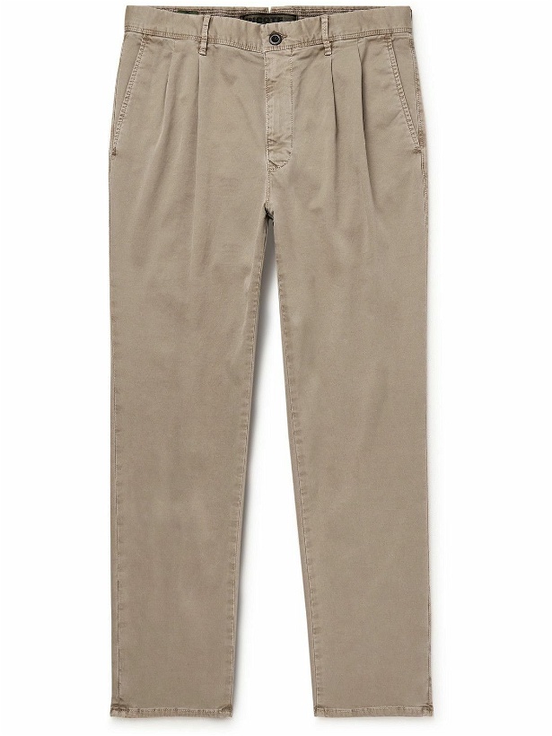 Photo: Incotex - Slim-Fit Pleated Stretch-Cotton Gabardine Trousers - Brown