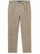 Incotex - Slim-Fit Pleated Stretch-Cotton Gabardine Trousers - Brown