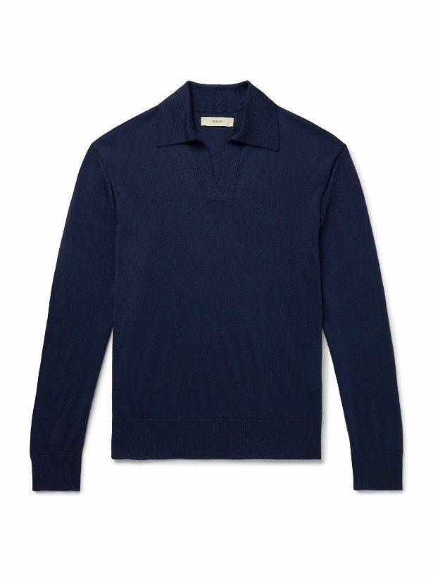 Photo: Purdey - Duke Slim-Fit Worsted Cashmere Polo Sweater - Blue