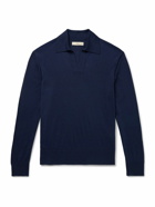 Purdey - Duke Slim-Fit Worsted Cashmere Polo Sweater - Blue