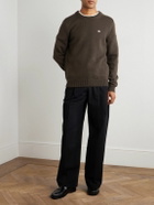 CELINE - Logo-Embroidered Wool and Cashmere-Blend Sweater - Brown