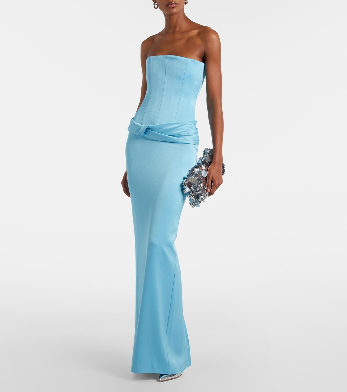 Alex Perry Crêpe satin bustier gown