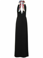 PUCCI Crepe V Neck Long Dress with Foulard Strap