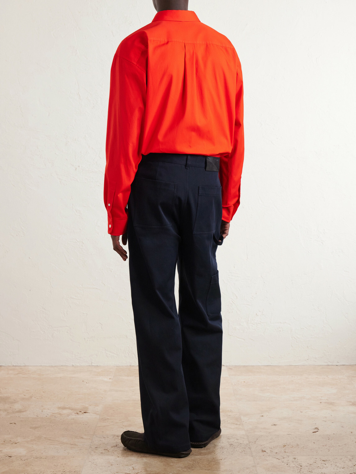 LOEWE - Logo-Embroidered Wide-Leg Cotton-Blend Drill Trousers - Blue