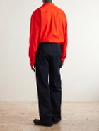 LOEWE - Logo-Embroidered Wide-Leg Cotton-Blend Drill Trousers - Blue