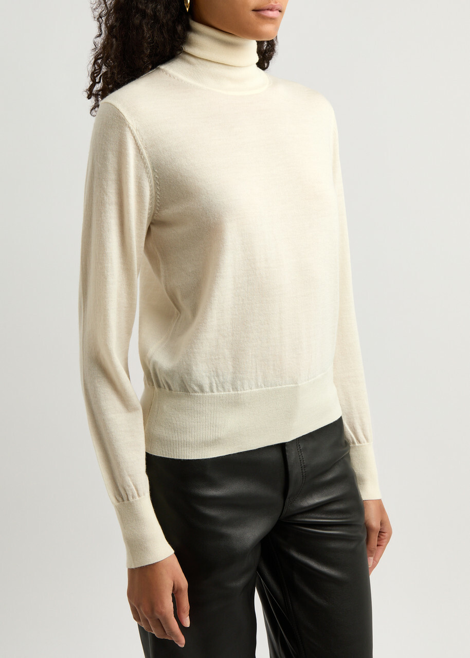 Forte_forte Roll-neck Wool Jumper Cream