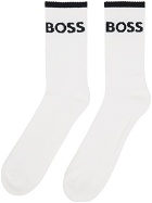 BOSS Six-Pack White Ribbed Short Socks