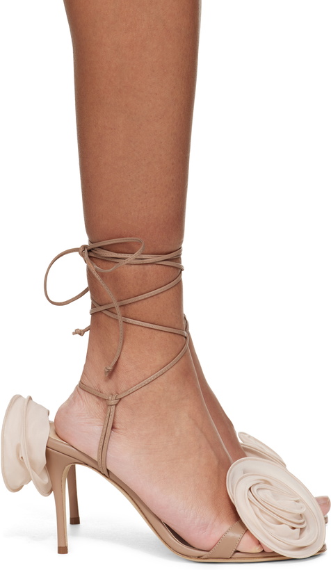 Photo: Magda Butrym Beige Wrap Around Double Flower Heeled Sandals
