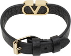 Valentino Garavani Black VLogo Signature Grainy Calfskin Bracelet