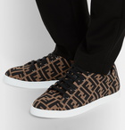 Fendi - Leather-Trimmed Logo-Jacquard Mesh Sneakers - Brown