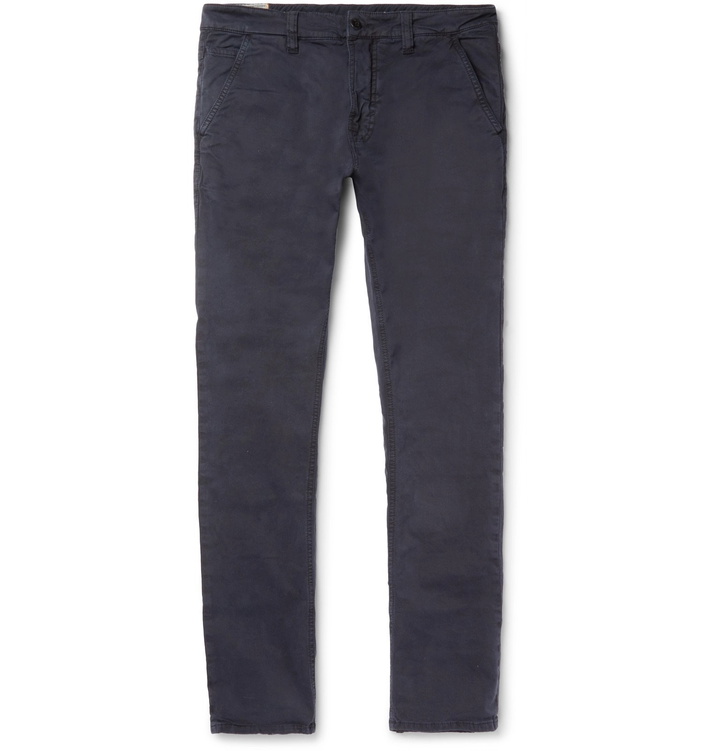 Photo: Nudie Jeans - Slim Adam Garment-Dyed Stretch Organic Cotton-Twill Trousers - Blue