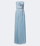 Costarellos Lenina Lurex® georgette bustier gown