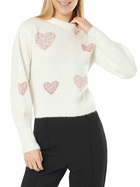 MC2 Saint Barth Woman Brushed White Sweater With Rhinestones Hearts