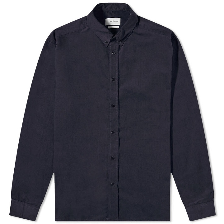 Photo: Oliver Spencer Men's Cord Brook Button Down Shirt in Navy
