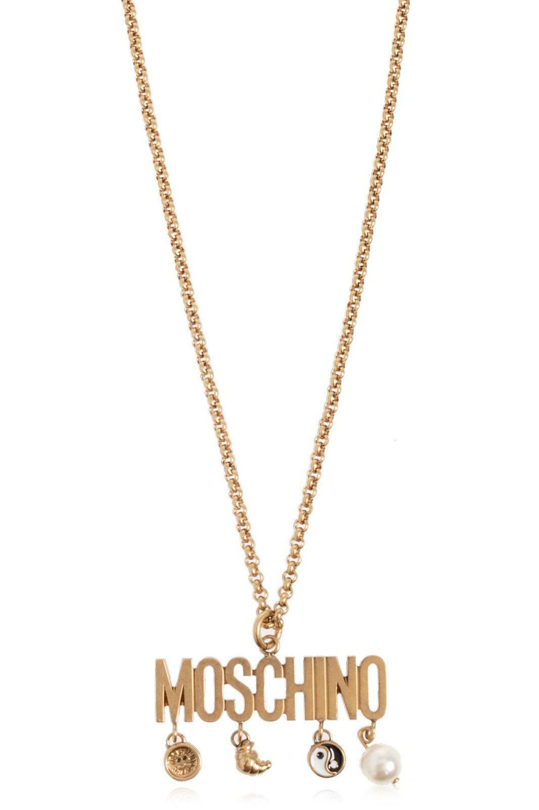 Moschino Logo Lettering Charm Detailed Necklace