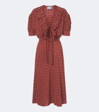 Prada Polka-dot ruffled silk midi dress