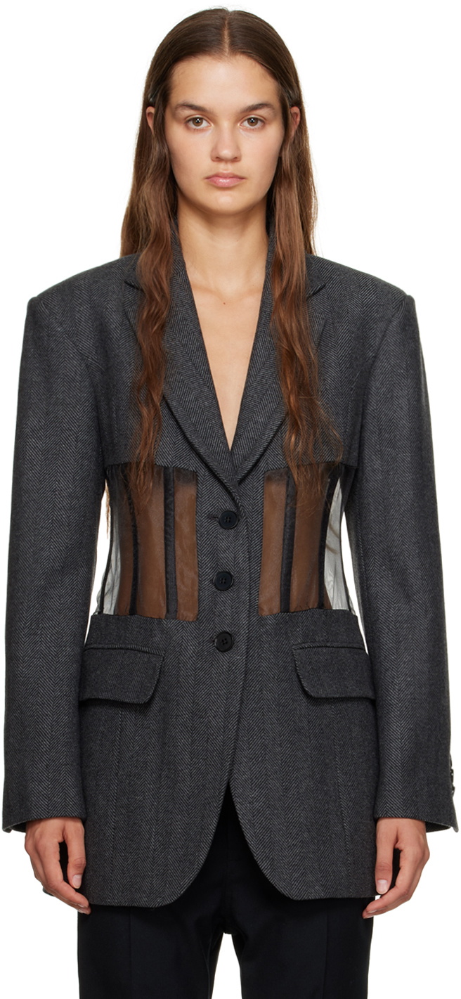 Puppets and Puppets Gray Paneled Blazer