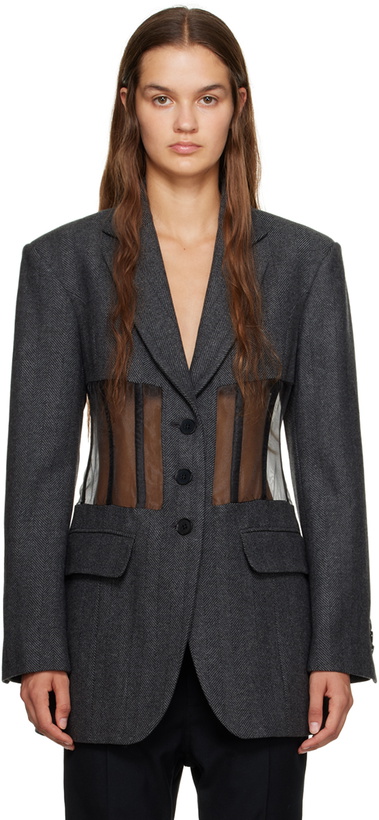 Photo: Puppets and Puppets Gray Paneled Blazer